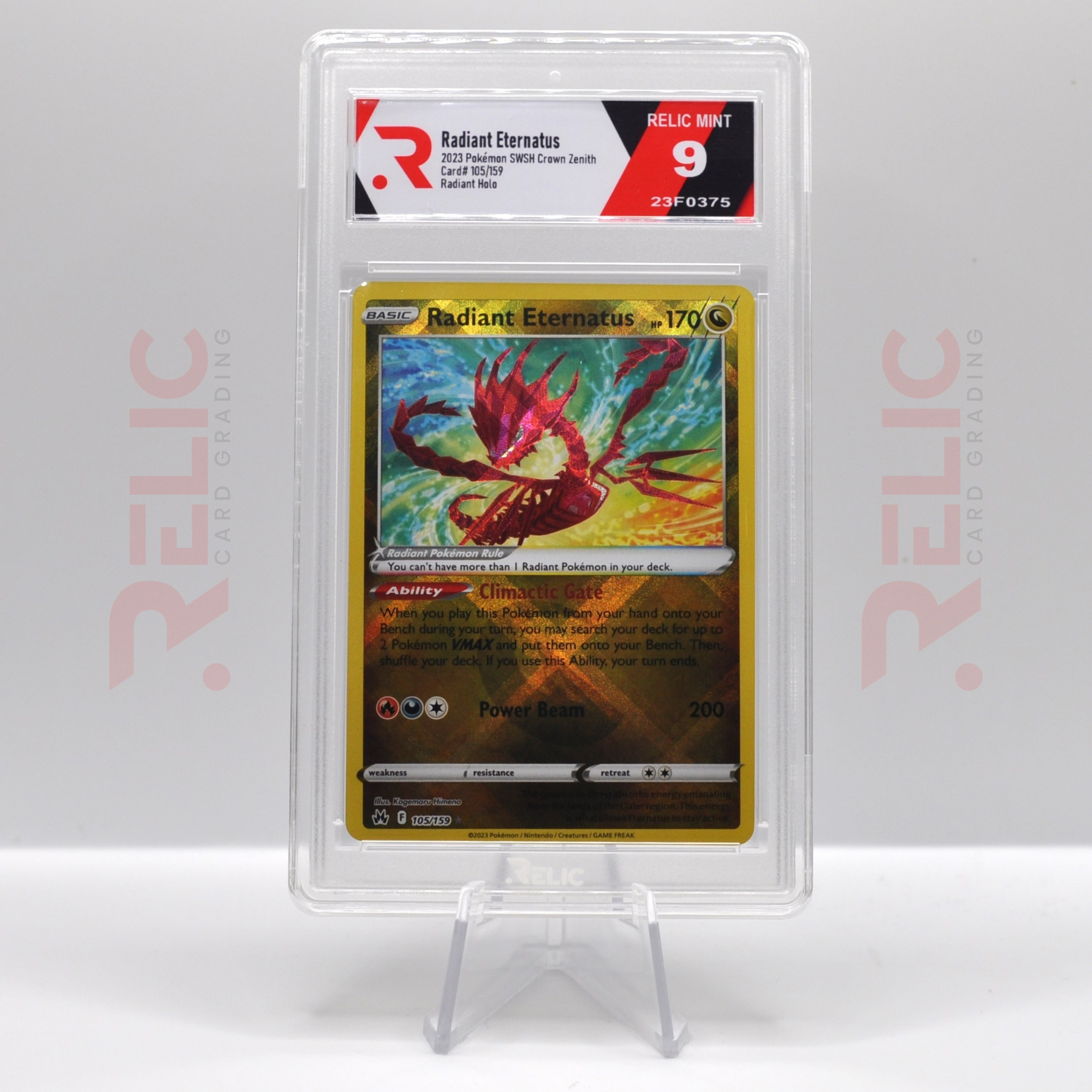 Radiant Eternatus 105/159 - 2023 Pokemon Sword & Shield Crown Zenith - Radiant holo - Relic Card Grading - Grade 9 (RELIC MINT)