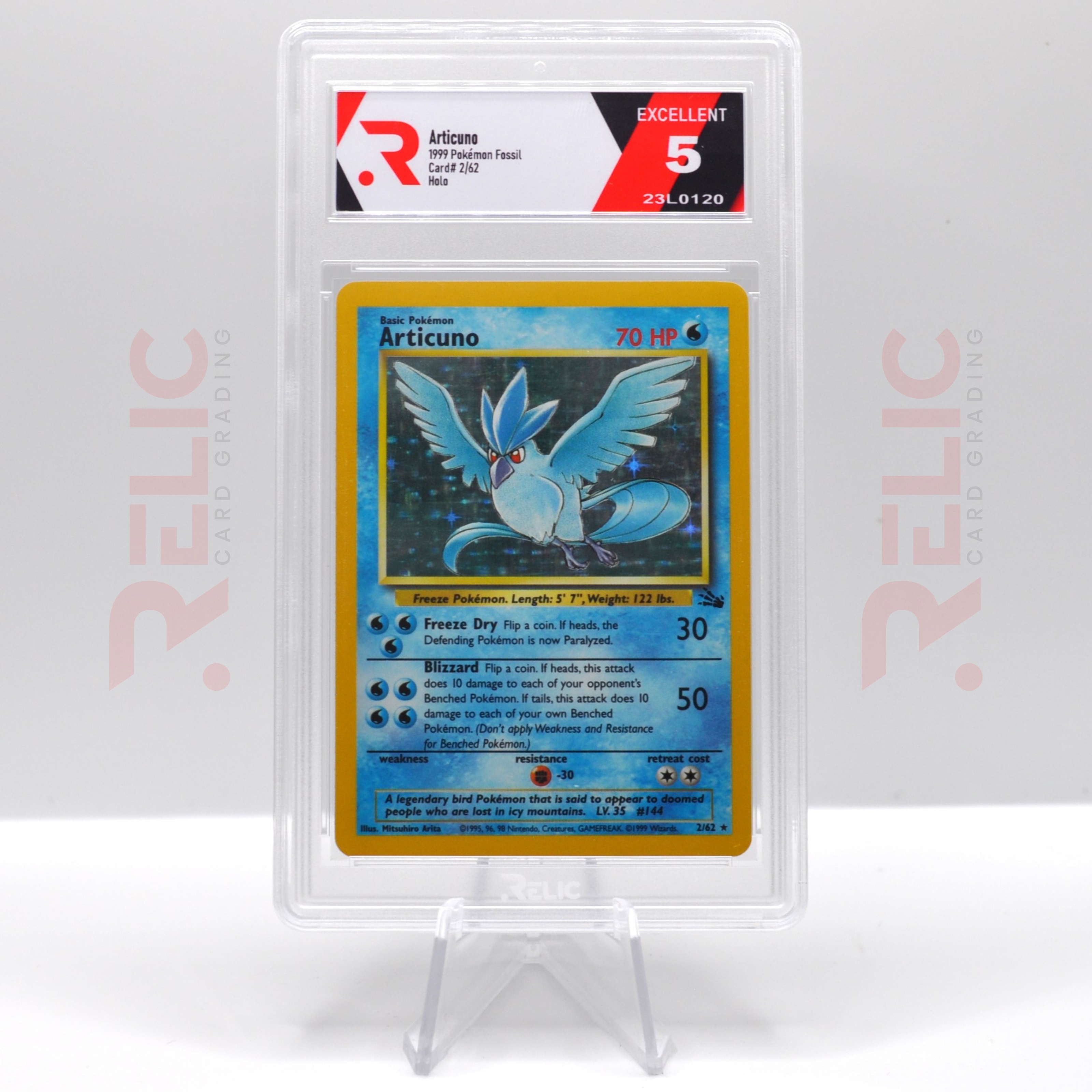 Articuno Holo - 1999 Pokemon Fossil - Card Number 2/62