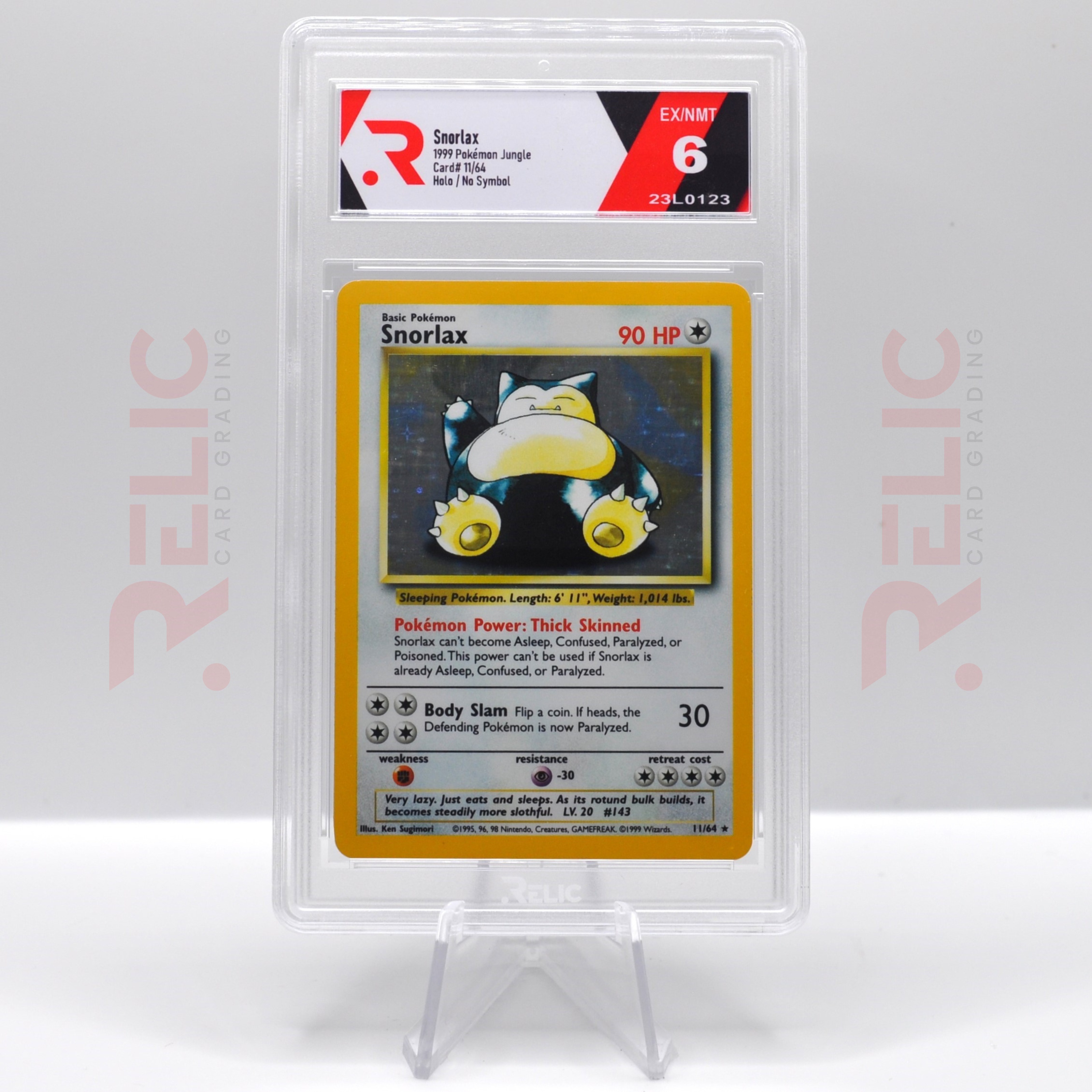 Snorlax 1999 Fossil - Relic Graded Card (Front of Card)