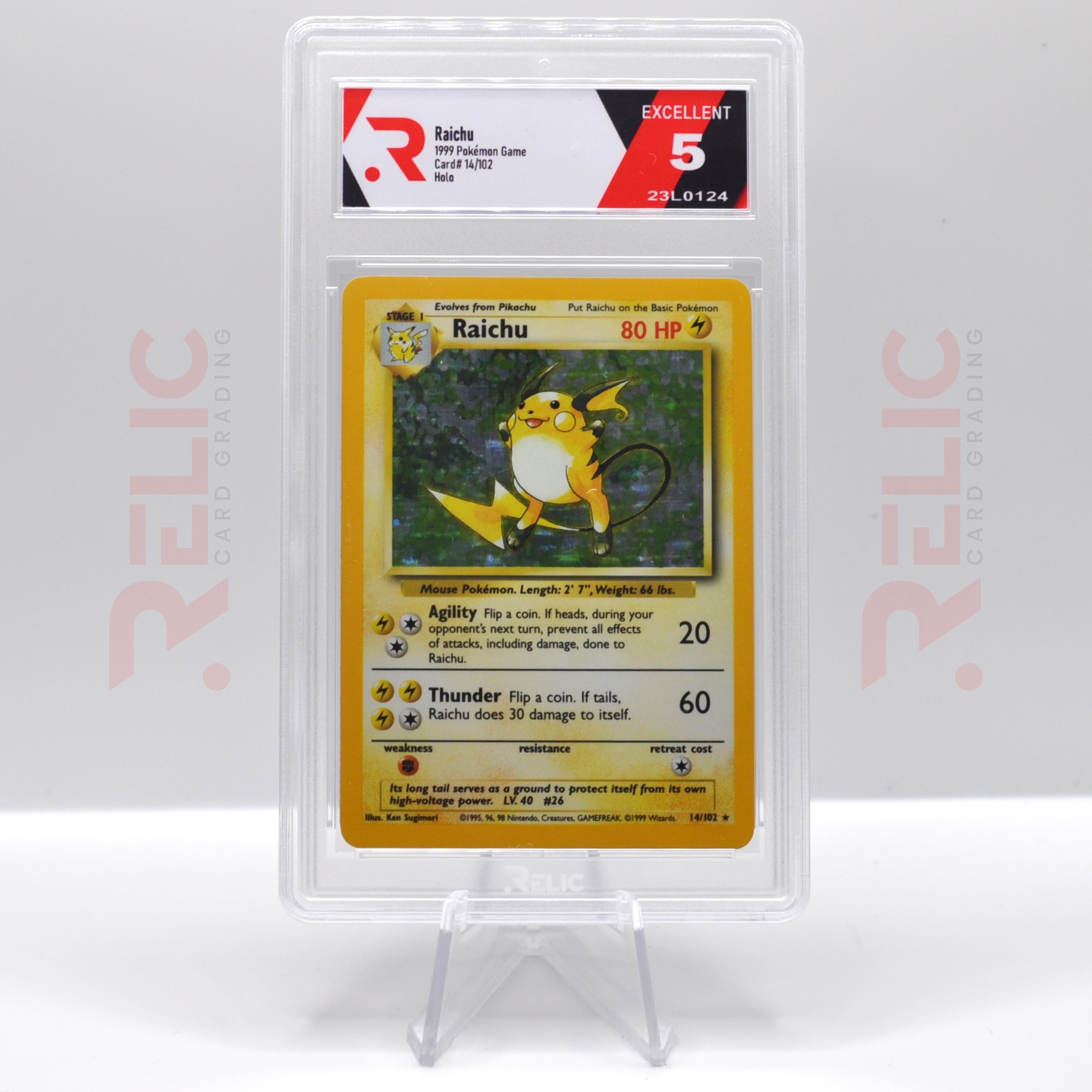 Raichu Holo - 1999 Pokemon Game - Graded Card (Grade 5)