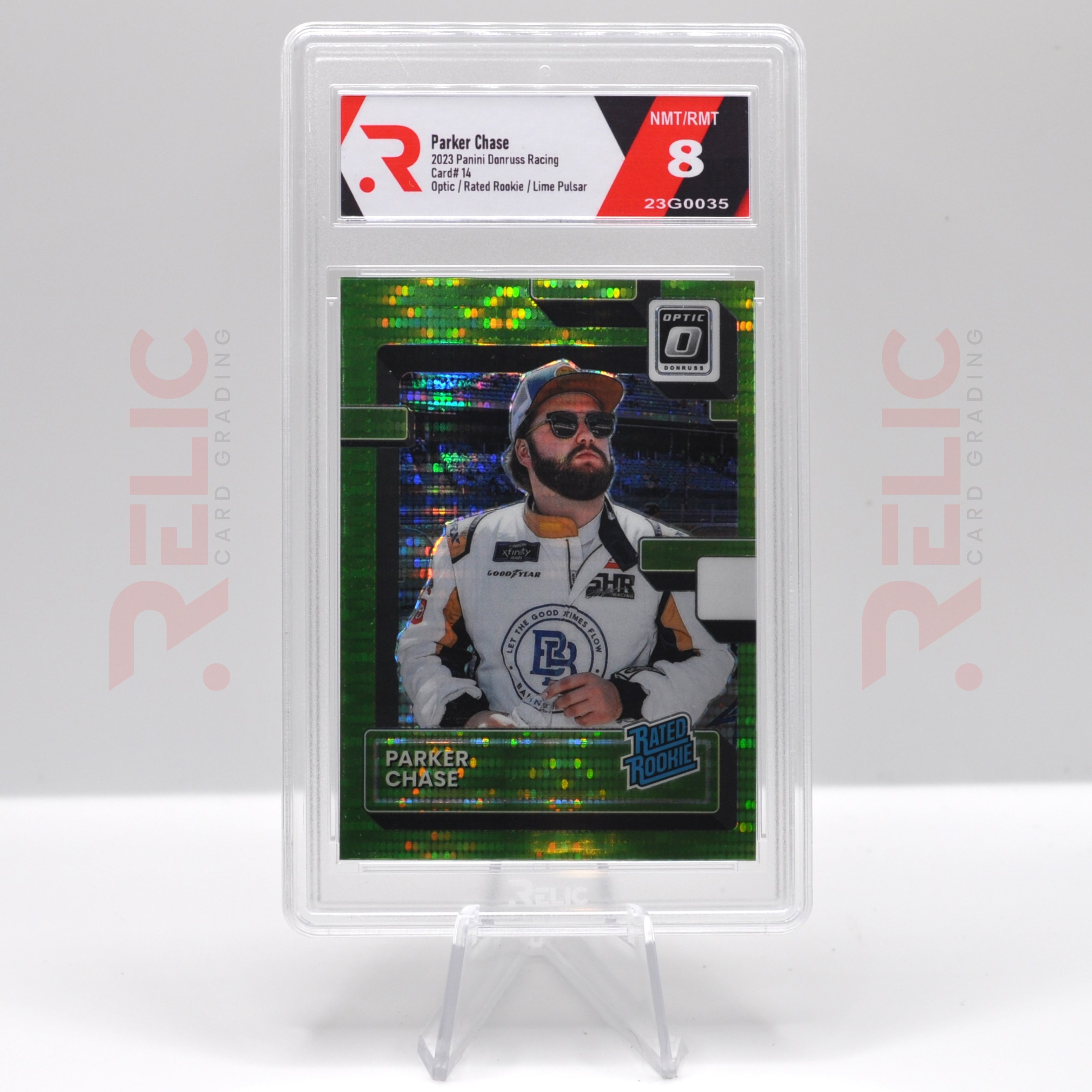 Front of Parker Chase Graded Card - Panini Donruss 2023 Lime Green Pulsar